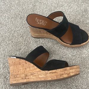 Black suede platform sandal
